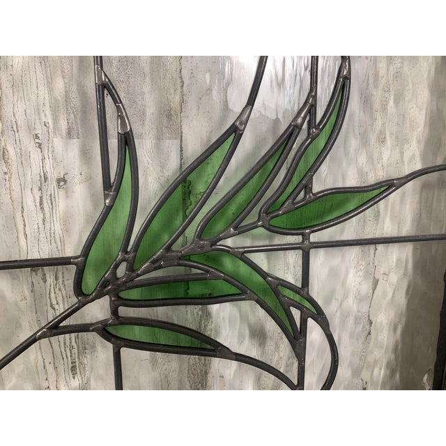 Pair of Leaded Glass Windows in Wood Frames For Sale In Dallas - Image 6 of 9