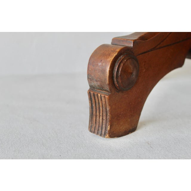 Tonk Chicago & New York Vintage Ornate Wood Needlepoint Padded Upholstered Adjustable Height Stool For Sale - Image 11 of 12