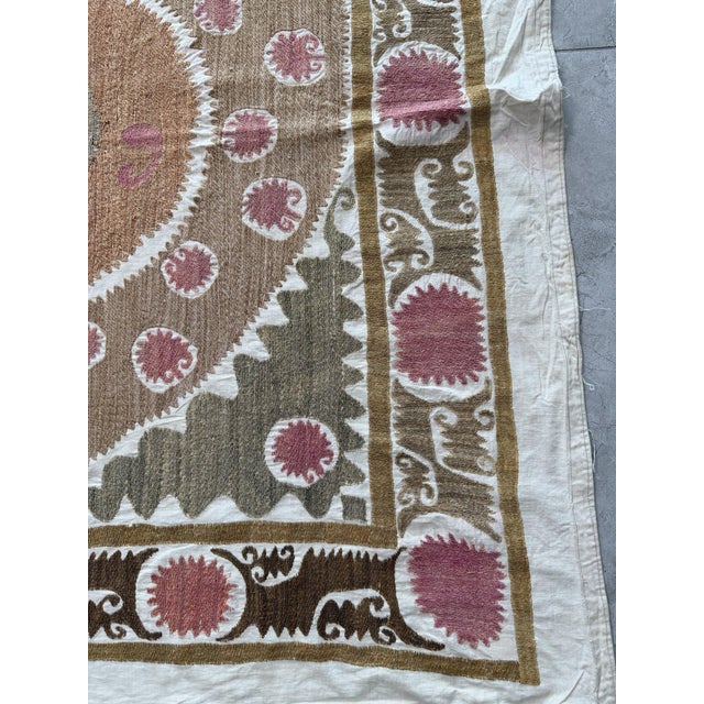 Mid-Century Modern Bukhara Suzani Tablecloth — Decorative Vintage Textile For Sale - Image 3 of 9