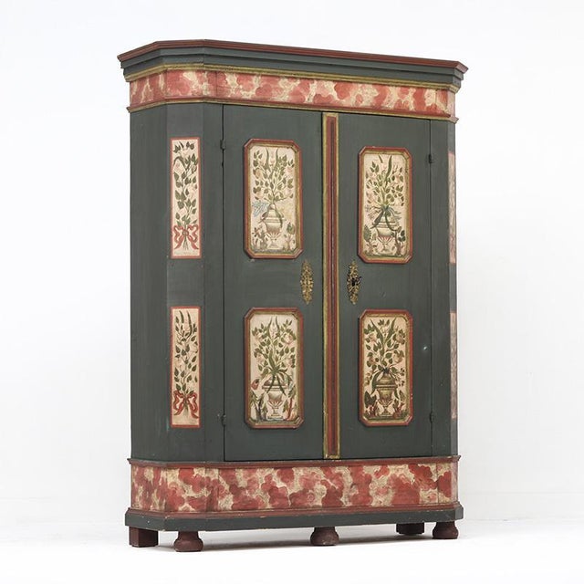 Folk Art Painted Rustic Farmhouse Bridal Cabinet For Sale - Image 14 of 14