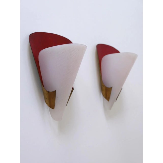 Mid-Century Modern German Brass & Acrylic Glass Sconces, 1960s, Set of 2 For Sale - Image 6 of 18