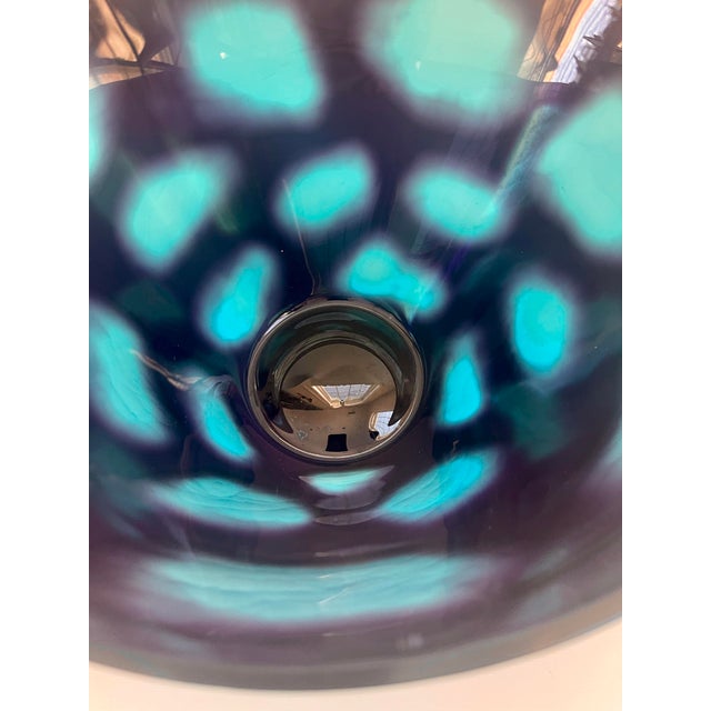 Blue Monumental Murano Facetted Battuto Cobalt Blue Art Glass Bowl For Sale - Image 8 of 9