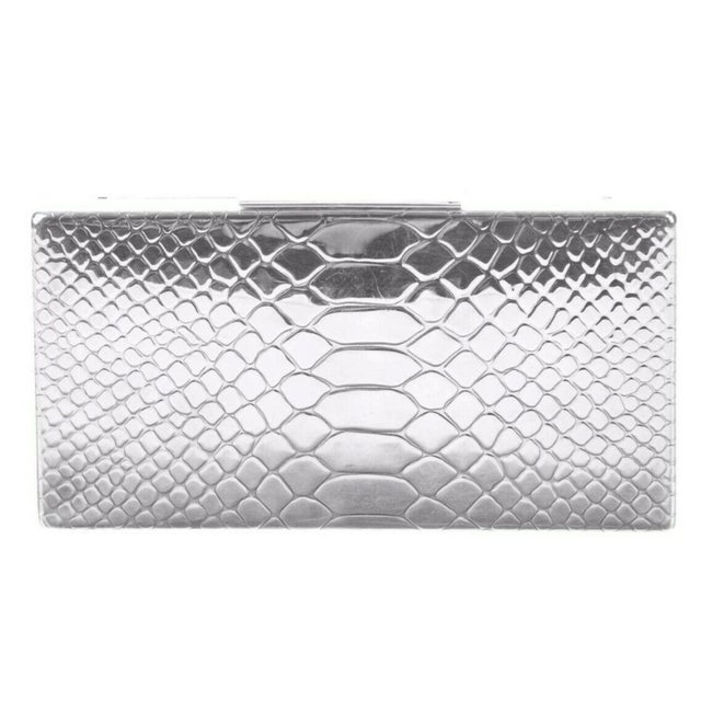 Metal 2010s Judith Leiber 925 Sterling Silver Crocodile Emboss Clutch Shoulder Evening Bag Minaudiere For Sale - Image 7 of 15