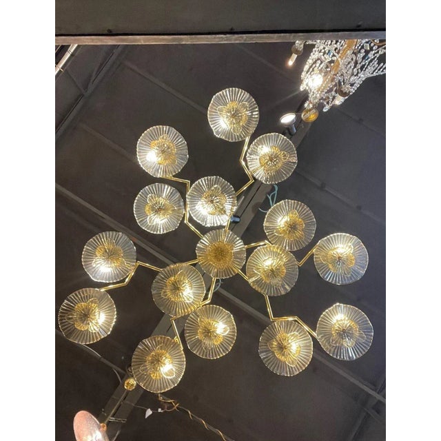 Murano Gold Flower Chandelier For Sale - Image 9 of 10