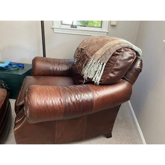 Wood Whittimore Sherrill Club Chair With Ottoman, Bayou Walnut For Sale - Image 7 of 8