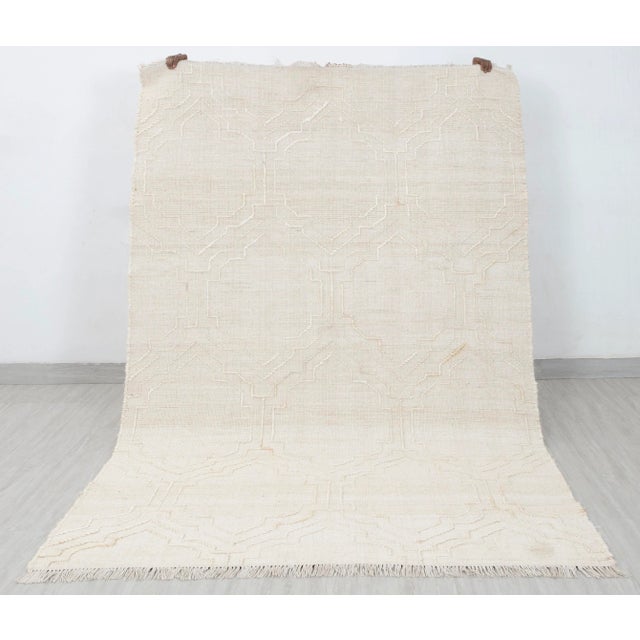 Bohemian White Jute Flatweave Rug Hand Woven, Boho Scandinavian Decor 9x12Ft. For Sale - Image 10 of 12