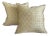 Designer Pillows in Olive Green on Ice Blue - A Pair For Sale