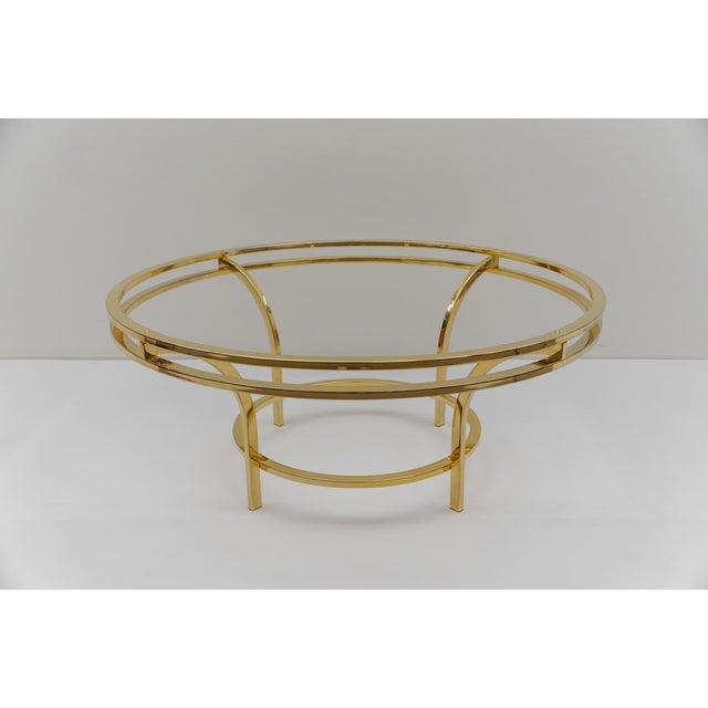 Round Double Frame Gilt and Smoked Glass Coffee Table, 1970s For Sale - Image 6 of 8
