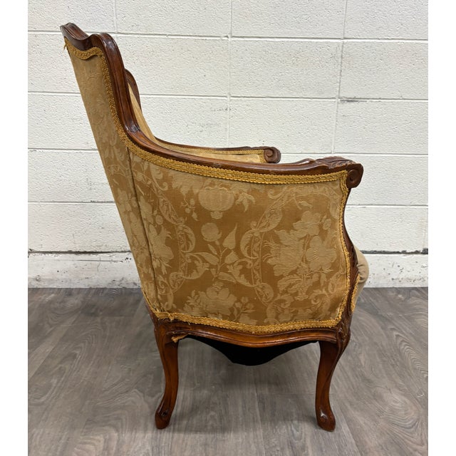 French Antique French Louis XV Style Bergere Armchair For Sale - Image 3 of 10
