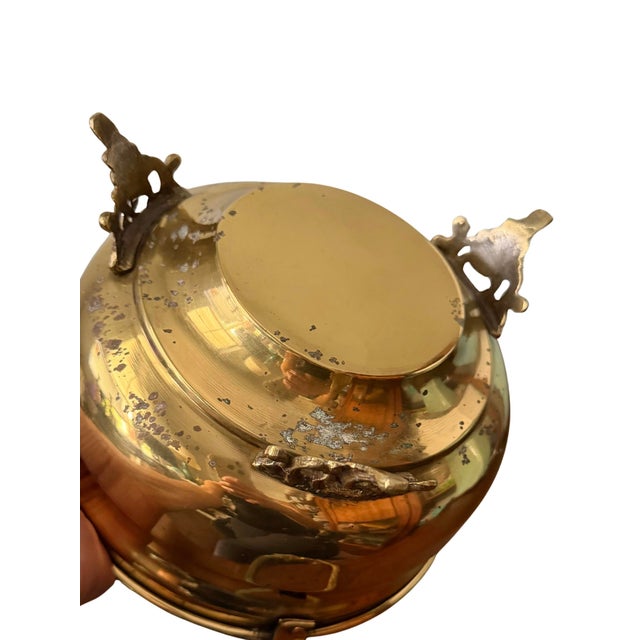 Mid-Century Modern Vintage Brass Footed Planter Cachepot | Hollywood Regency Claw Foot Jardinière | Mid-Century Decorative Brass Pot With Handles For Sale - Image 3 of 4