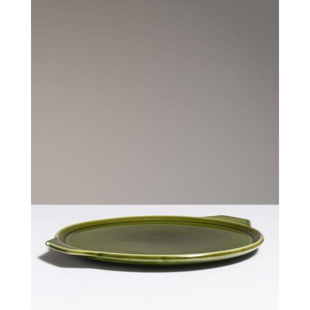 1970s France Forest Green Ceramic Platter For Sale - Image 15 of 15