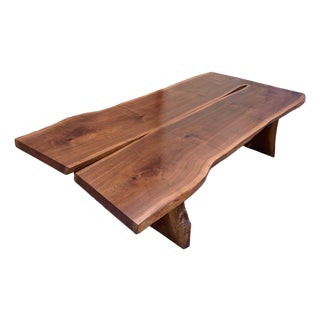 Organic Live-Edge Solid Wood Coffee Table in the Mira Nakashima Style. Circa 1980s. For Sale