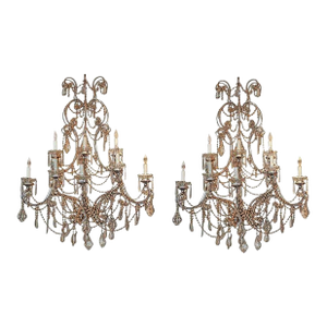 Large Italian Beaded Sconce - A Pair