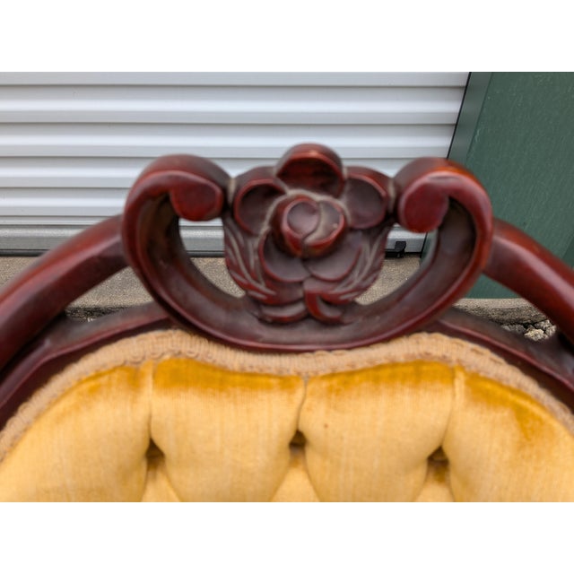 Gold Mid Century Kimball Vintage Four Victorian Balloon Back Chairs For Sale - Image 8 of 18