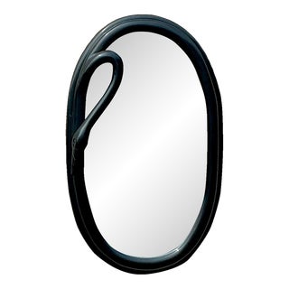 Vintage Deco Black Swan Mirror For Sale