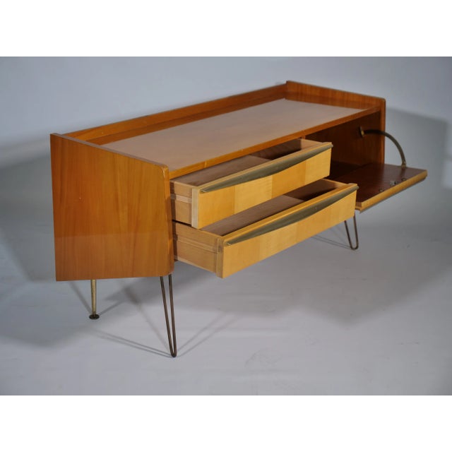 Italian Cherry Wood Lowboard with Original Hairpins, 1950s For Sale - Image 4 of 13