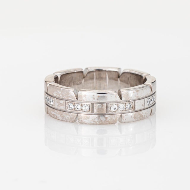 Pre-owned Cartier Tank Francaise diamond band crafted in 18k white gold (circa 1990s). Diamonds total an estimated 0.25...