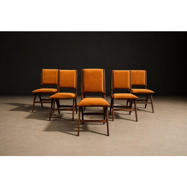 Set of 6 Chairs in Saddle Mohair and Rosewood, Attributed to Forma, 1950s For Sale - Image 9 of 17