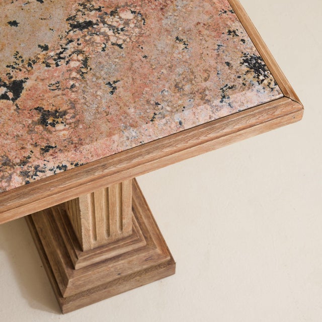Wood French Neoclassical Revival Oak + Pink Granite Top Desk, 1940s For Sale - Image 7 of 11