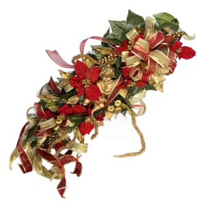 Large Red and Gold Angel Cherub Swag Wreath
