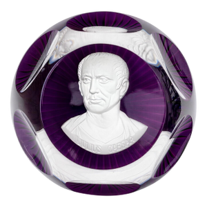 Baccarat France Julius Caesar Intaglio Crystal Paperweight Franklin Mint 1976