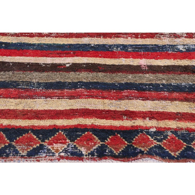Mid 20th Century Distressed Vintage Persian Lori Striped Rug - 03'08 X 05'07 For Sale - Image 5 of 9