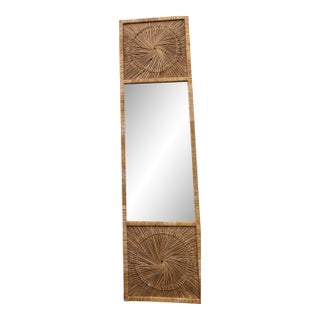 Mid Century Rattan Sunburst Mirror 8 Feet Tall For Sale