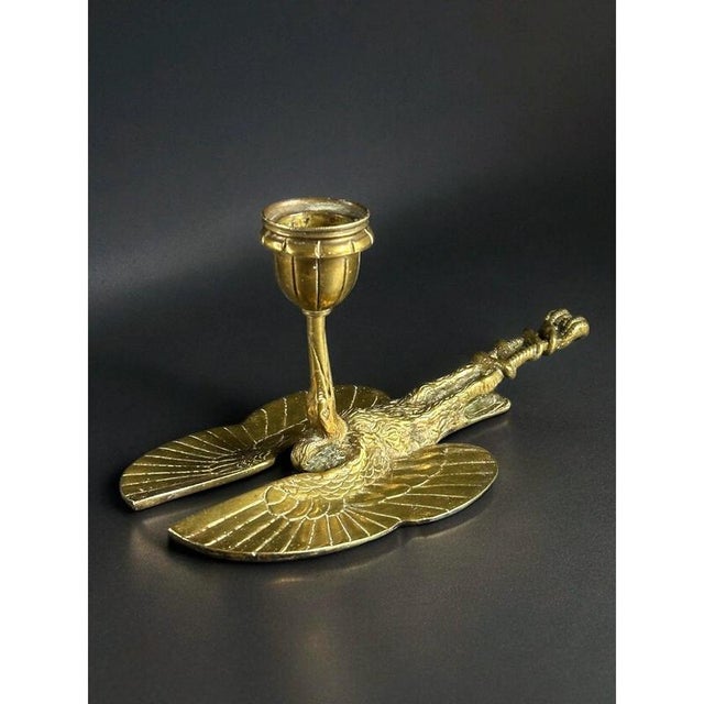 Metal Bronze Heron Candlestick, France, 19th Century For Sale - Image 7 of 8