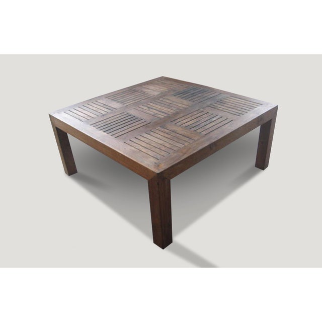 Contemporary Andrianna Shamaris Slatted Teak Wood Coffee Table For Sale - Image 3 of 5