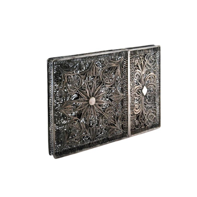 Filigree Silver Cardboard Box with Removable Lid For Sale - Image 11 of 11