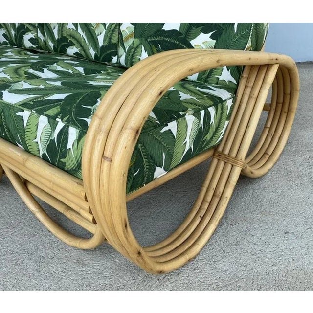 Mid-Century Modern Restored Rattan 3/4 Reverse Pretzel Sofa For Sale - Image 3 of 7
