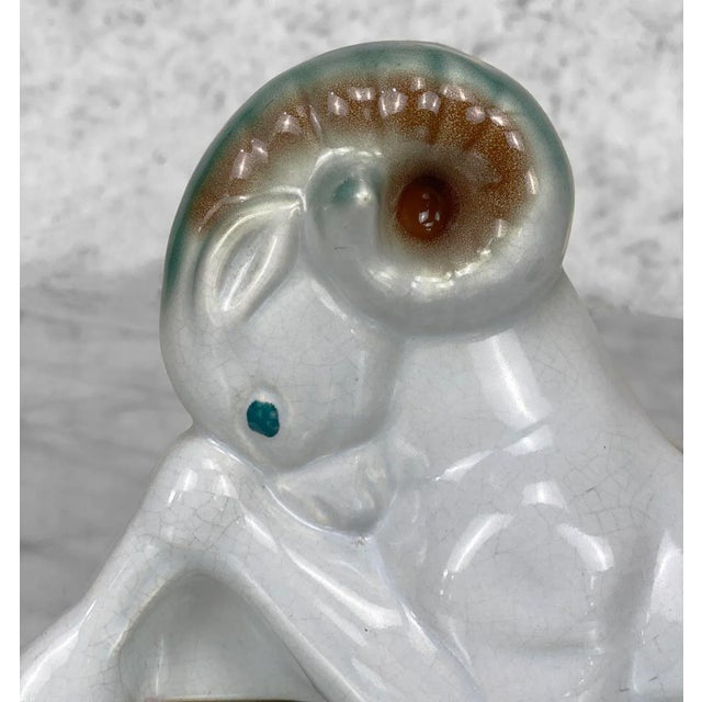 Mid-Century Art Deco Porcelain Ram Figural Planter For Sale - Image 6 of 10