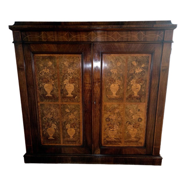 Late 19th Century "Louis" - A Victorian Rosewood Marquetry Cabinet. For Sale