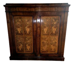 Late 19th Century "Louis" - A Victorian Rosewood Marquetry Cabinet.