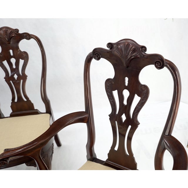 Mid 20th Century Set of 10 New Linen Upholstery Walnut Dining Chairs by Henredon Mint For Sale - Image 5 of 16