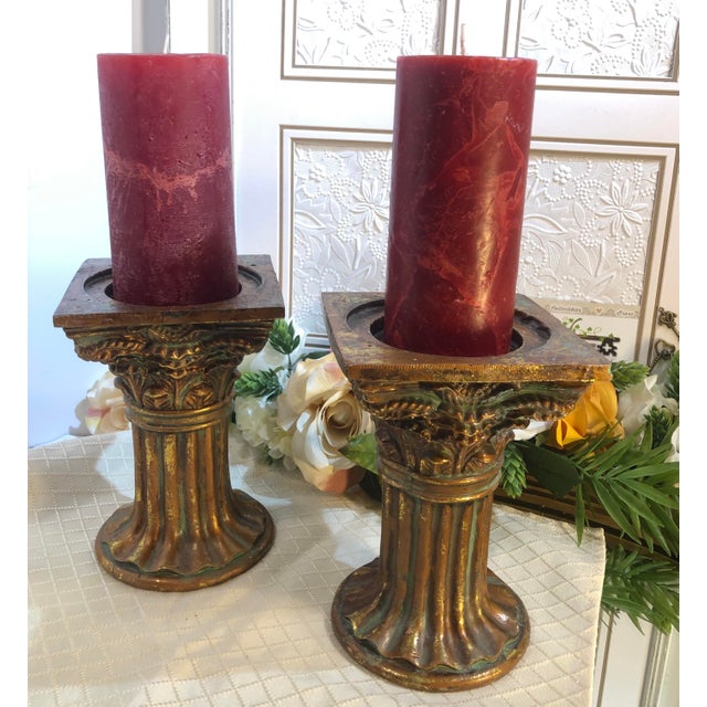 Pair of Greek Vintage Column Candle Pillars Candle Holders Chairish