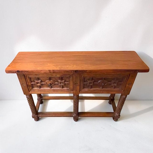 1940s Spanish Hand-Carved Console Table, 1940s For Sale - Image 5 of 10