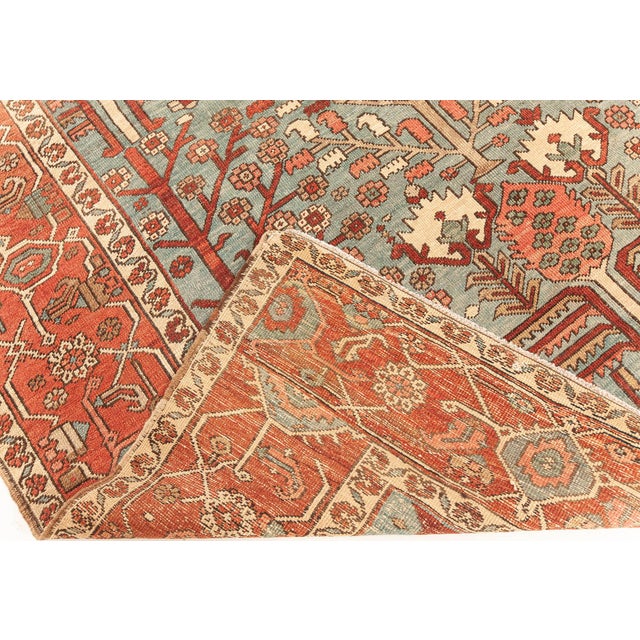 One-of-a-kind Antique Persian Bakshaish Rug in Beige, Blue, Brown, Green and Pink For Sale - Image 11 of 12
