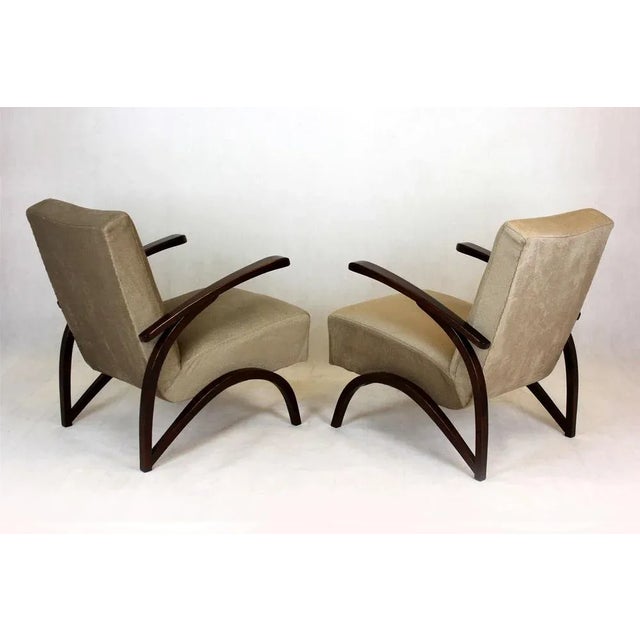 Set of Vintage Beech Armchairs by Jindřich Halabala, 1940s For Sale - Image 3 of 18