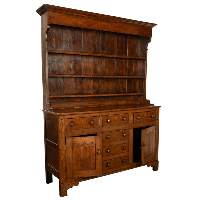 Late 18th Century Antique 18th Century Georgian Oak Inlaid Welsh Dresser Plate Rack Sideboard 1780 For Sale - Image 5 of 11