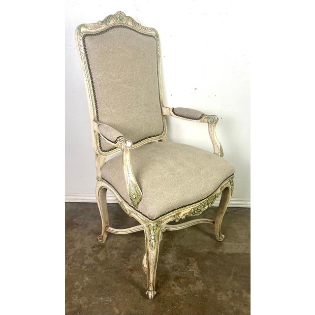 Set of Four French Louis XV Painted Dining C. 1900 For Sale - Image 13 of 18