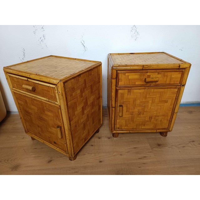 Vintage Bamboo Bedside Tables, 1970s, Set of 2 For Sale - Image 4 of 18