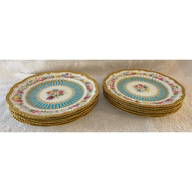 Turquoise Early 19th Century English Hammersley Porcelain Decorative Plate For Sale - Image 8 of 9