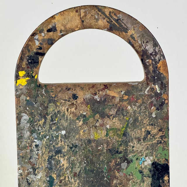 Vintage Artist's Arched Design Rectangular Painting Palette With Remnant Oil Paint For Sale In New York - Image 6 of 9