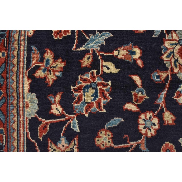 Sarouk Runner 3'7'' X 9'11'' Blue Wool Vintage Traditional Hand-Knotted Rug For Sale - Image 9 of 13