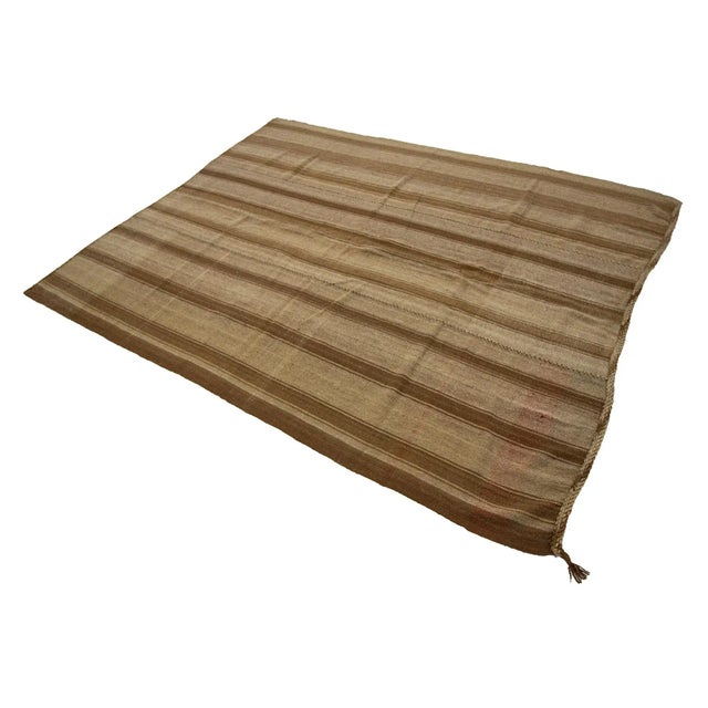 Vintage Brown Natural Wool Kilim Rug- 6′1″ × 7′10″ For Sale - Image 4 of 7