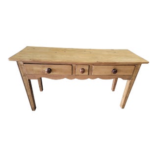 Antique Pine Harvest Table From England For Sale