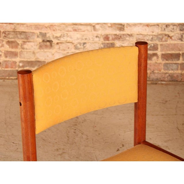 Vintage Danish Teak Dining Chairs with Yellow Fabric Upholstery, 1970s, Set of 4 For Sale - Image 4 of 12