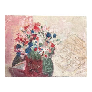 1960’s Original Impressionist Floral Still Life Painting on Canvas For Sale