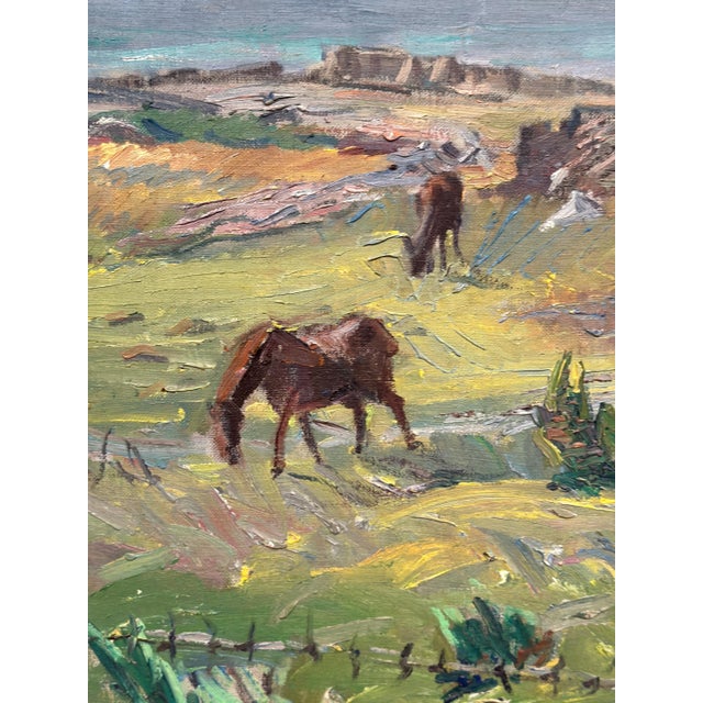 Georg Lodström, Coastal Scene with Horses, 1947, Oil on Canvas For Sale - Image 15 of 18